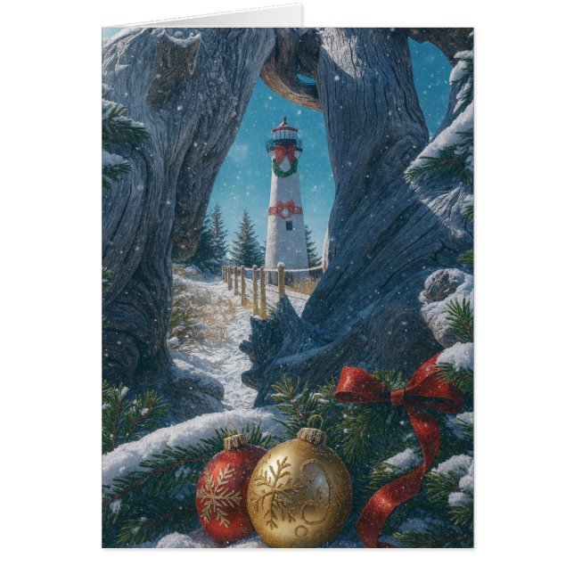 Weihnachtskarte - Leuchtturm Crisp Point (Vorne)
