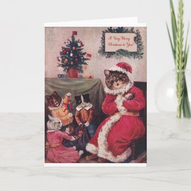 Weihnachtskarte, Louis Wain Cats Feiertagskarte (Vorderseite)