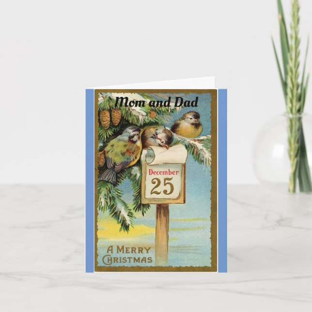 Weihnachtskarte Mama und Vater Feiertagskarte (Vorderseite)