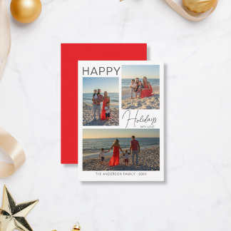 Weihnachtskarte Minimal 3 Fotos im Budget-Stil Mitteilungskarte