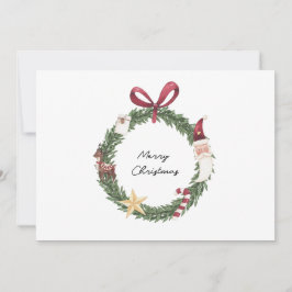 Weihnachtskarte mit Aquarellkranz Einladung