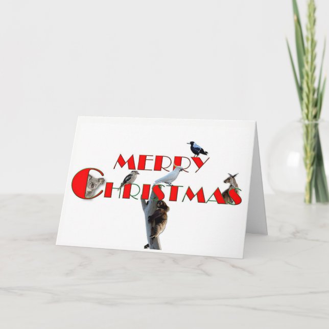 Weihnachtskarte mit australischen Tieren Feiertagskarte (Vorderseite)