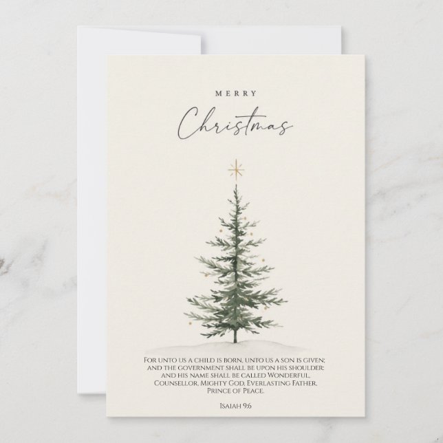 Weihnachtskarte mit Baum und Bibelvers Dankeskarte (Vorderseite)