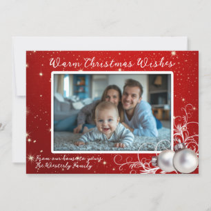 Weihnachtskarte mit blinkendem Rot und einem Foto