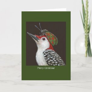 Weihnachtskarte mit Buntspecht Feiertagskarte