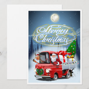 Weihnachtskarte mit Cartoon-Santa-LKW Feiertagskarte
