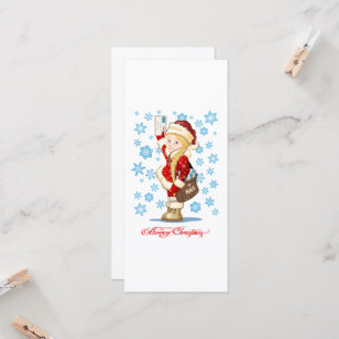 Weihnachtskarte mit Cartoon-Schneemädchen - Postbo