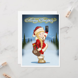 Weihnachtskarte mit Cartoon Snow Maiden - Postman