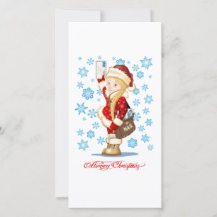 Weihnachtskarte mit Cartoon Snow Maiden - Postman