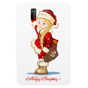 Weihnachtskarte mit Cartoon Snow Maiden - Postman Magnet