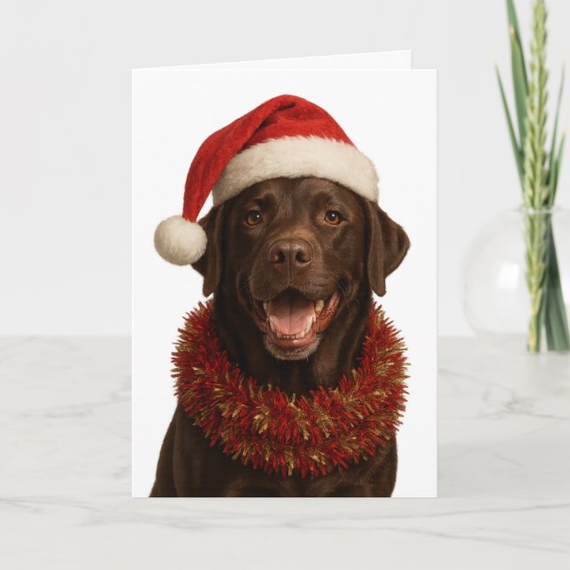 Weihnachtskarte mit Chocolate Labrador Retriever H Karte (Vorderseite)