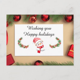 Weihnachtskarte mit Dekorationen Feiertagspostkarte