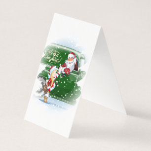 Weihnachtskarte mit dem Cartoon Santa and Snow Mai