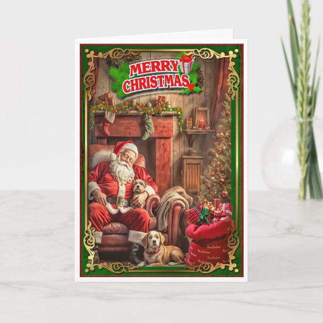 Weihnachtskarte mit dem Weihnachtsmann Karte (Vorderseite)