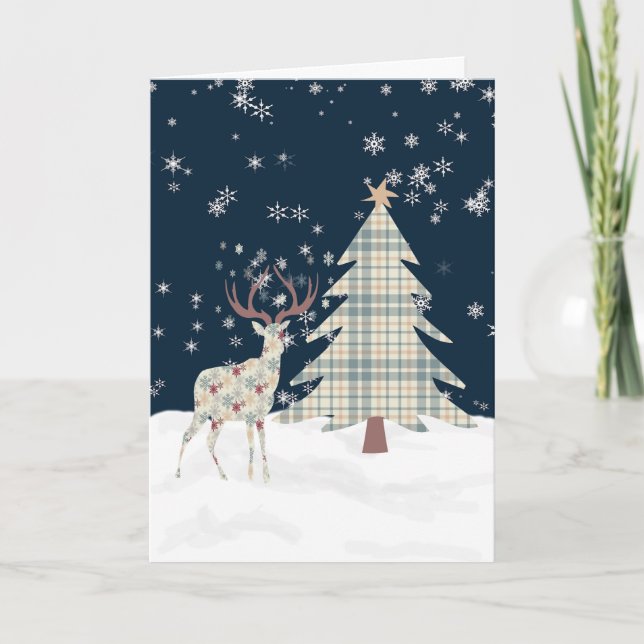 Weihnachtskarte mit Designer Deer & Tree Feiertagskarte (Vorderseite)
