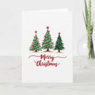 Weihnachtskarte mit drei Aquarell-Tannen Karte