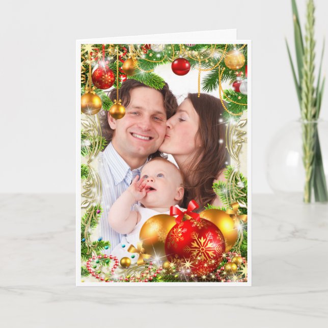 Weihnachtskarte mit Foto Custom Gruß Karte (Vorderseite)