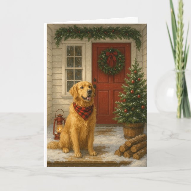 Weihnachtskarte mit Golden Retriever Karte (Vorderseite)
