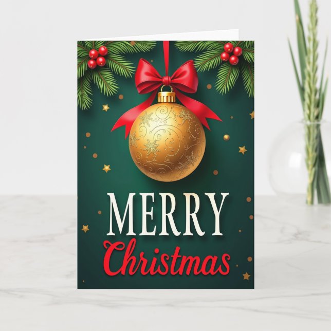 Weihnachtskarte mit goldenem Schmuck Karte (Vorderseite)