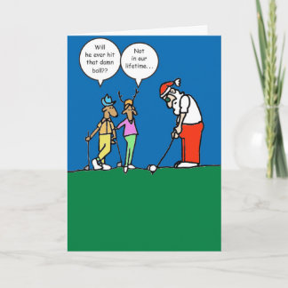 Weihnachtskarte mit golffarbener Santa Illustratio Feiertagskarte
