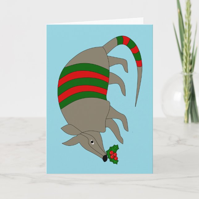 Weihnachtskarte mit Gürteltier Feiertagskarte (Vorderseite)