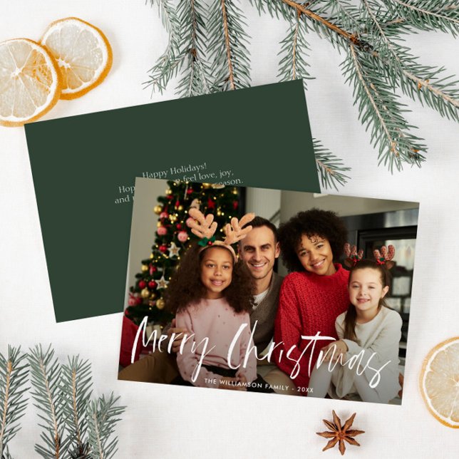 Weihnachtskarte mit handgezapften weißen Buchstabe Feiertagskarte (Von Creator hochgeladen)