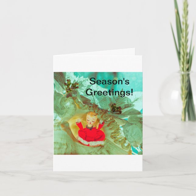 Weihnachtskarte mit hübschem Engel-Kirub. Dankeskarte (Vorderseite)