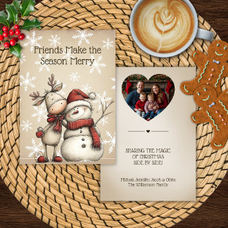 Weihnachtskarte mit individuellem Foto-Rentier und Einladung