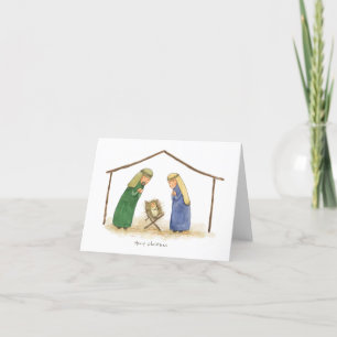 Weihnachtskarte mit Jesuskind, Maria und Josef Feiertagskarte