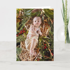 Weihnachtskarte mit Kind in der Krippe Karte