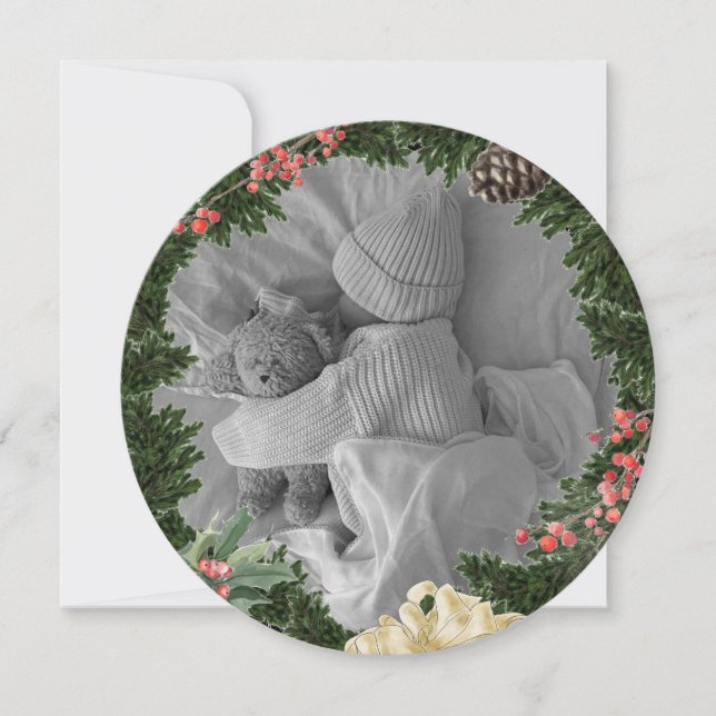 Weihnachtskarte mit Kranz (Vorderseite)