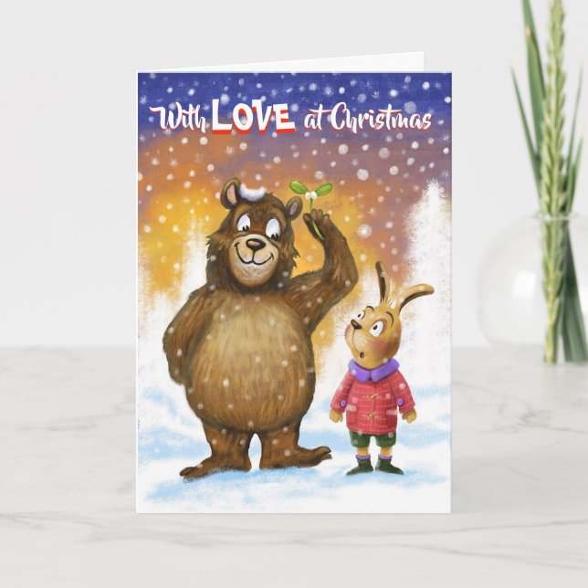 Weihnachtskarte "Mit Liebe zu Weihnachten" Bär Karte (Vorderseite)
