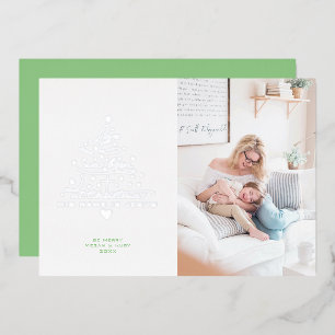 Weihnachtskarte mit Love Was Born-Baumfolie Folien Feiertagskarte