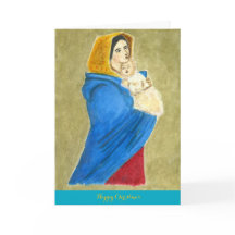 Weihnachtskarte mit Madonna und Kind