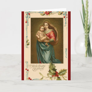 Weihnachtskarte mit Maria und Jesus Feiertagskarte