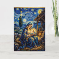 Weihnachtskarte mit Maria und Jesus Geburt