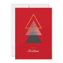 Weihnachtskarte mit modernen geometrischen Bäumen.