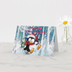 Weihnachtskarte mit Party Pinguin Karte