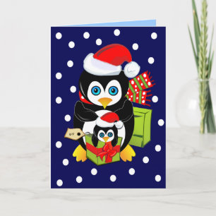Weihnachtskarte mit Penguins und Punkten Feiertagskarte