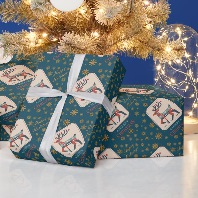 Weihnachtskarte mit Reindeer Illustration Design Geschenkpapier (Feiertage)