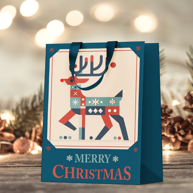 Weihnachtskarte mit Reindeer Illustration Design Kleine Geschenktüte (Von Creator hochgeladen)