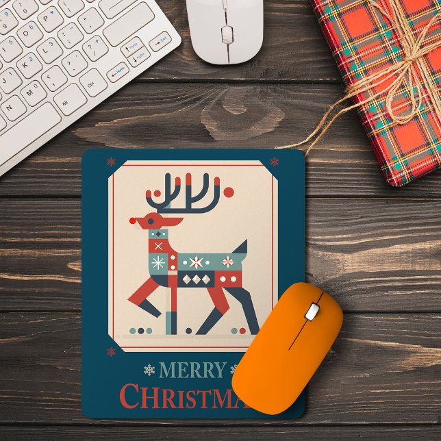 Weihnachtskarte mit Reindeer Illustration Design Mousepad (Von Creator hochgeladen)
