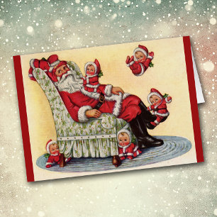 Weihnachtskarte mit Retro-Bild von Santa Claus als