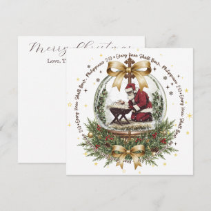 Weihnachtskarte mit Santa & Krippe und Bibelvers
