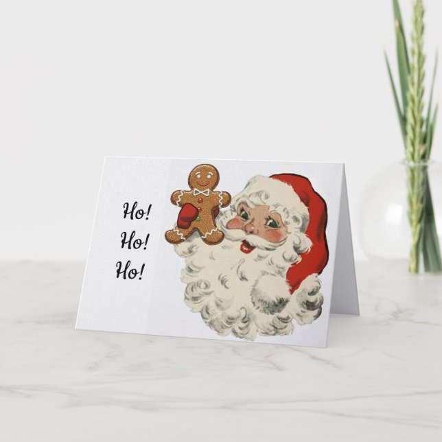 Weihnachtskarte mit Santa und Lebkuchenmann Karte (Vorderseite)