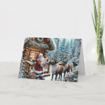 Weihnachtskarte mit Santa und Rentieren