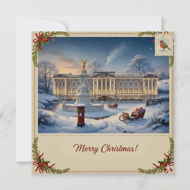 Weihnachtskarte mit Schnee Feiertagskarte (Vorderseite)