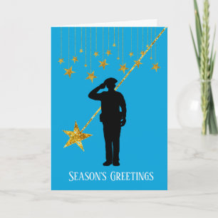 Weihnachtskarte mit Silhouette eines Polizisten un Karte