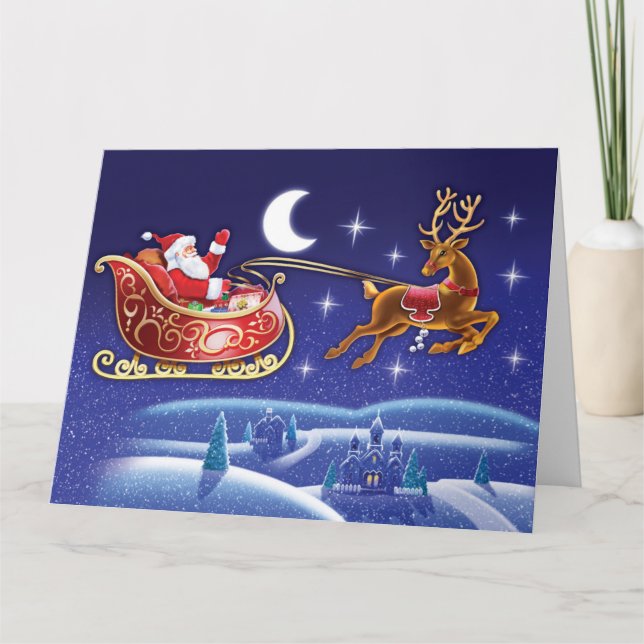 Weihnachtskarte mit Sleigh-Atmosphäre Dankeskarte (Vorderseite)