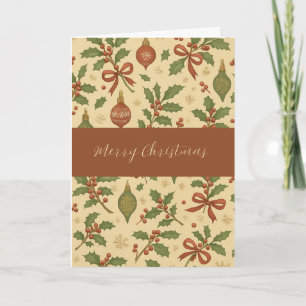 Weihnachtskarte mit Stechpalme, innen leer Karte